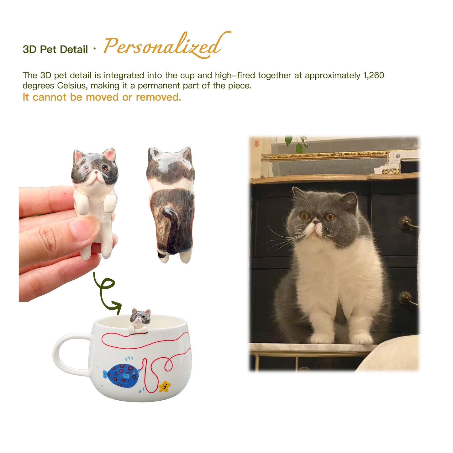 Figurine d’animal sculptée sur mesure pour la tasse personnalisée À la pêche !