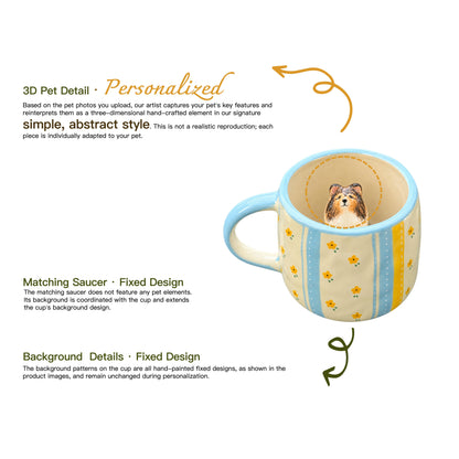 Détails modelés et peints à la main de la tasse personnalisée Matin Fleuri