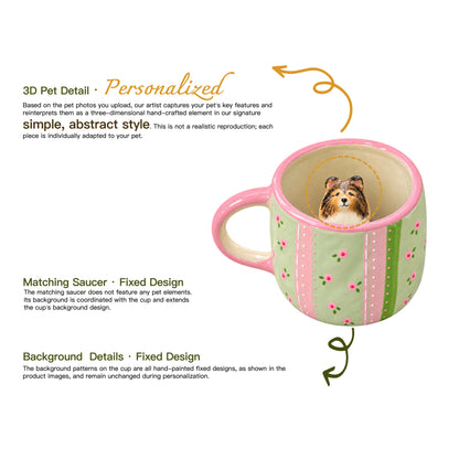 Détails modelés et peints à la main de la tasse personnalisée Rosée de Printemps