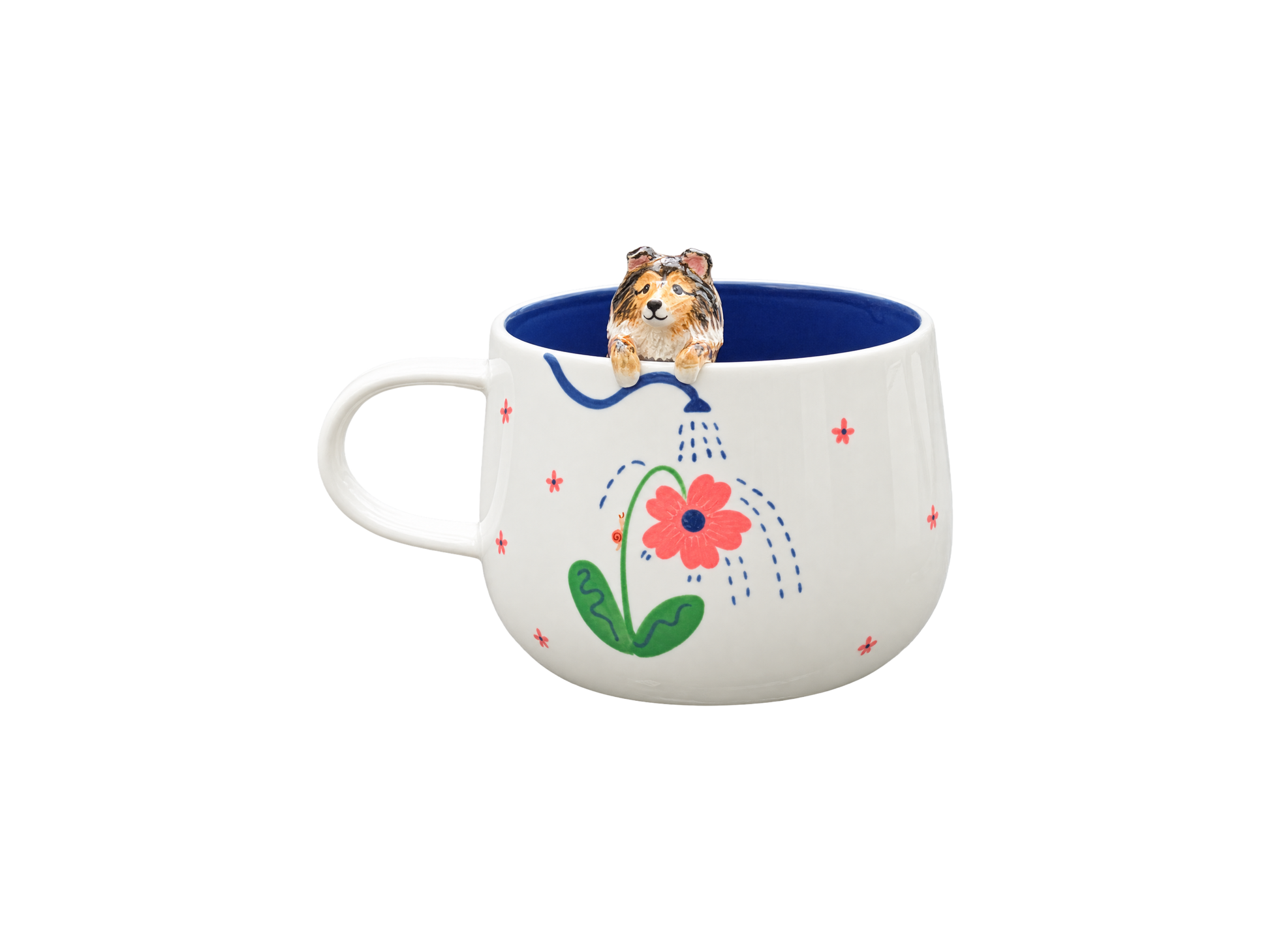 Tasse personnalisée Le jardin en fleurs avec figurine d’animal sculptée et peinte à la main