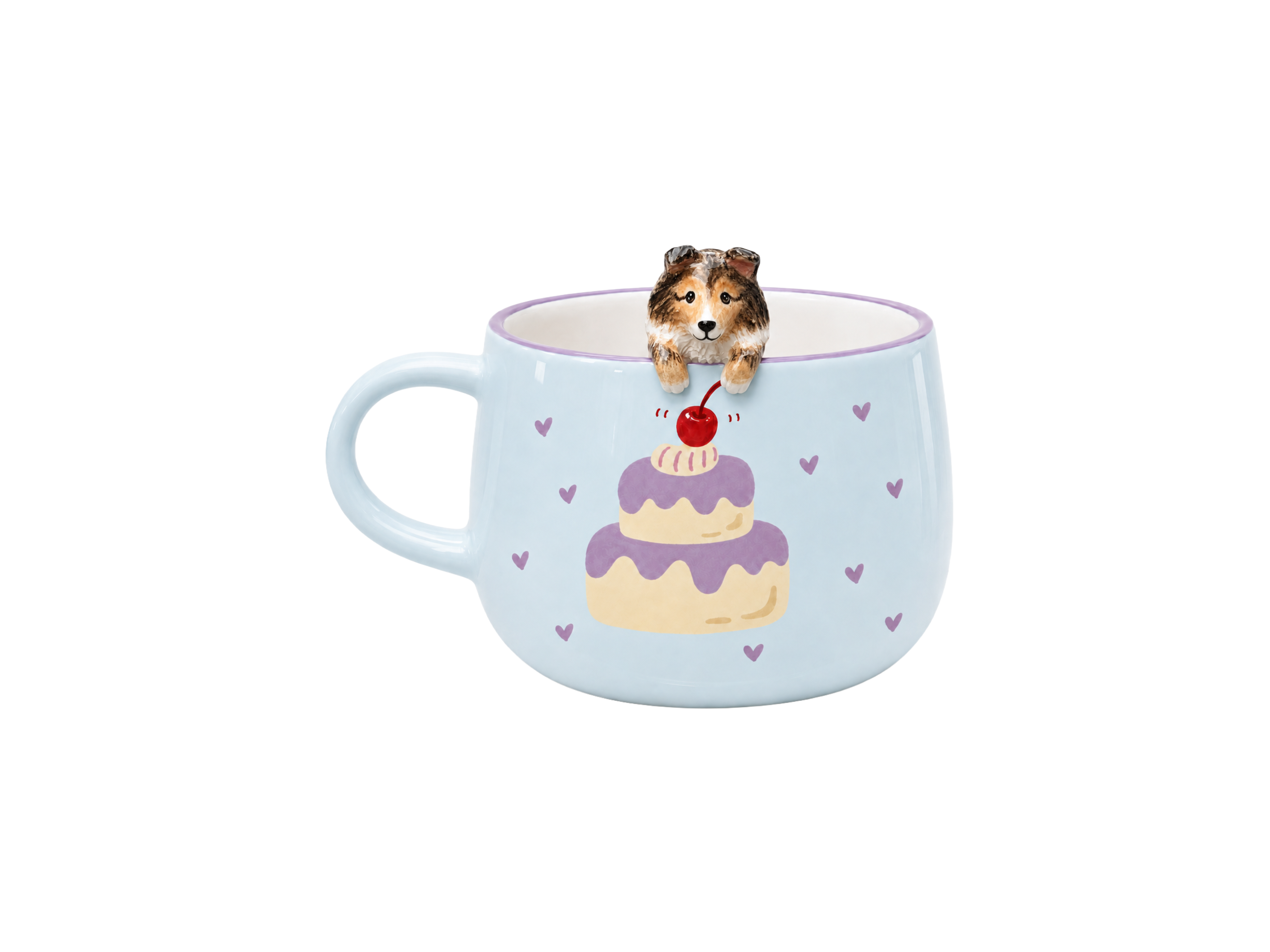 Tasse personnalisée L’heure du goûter avec figurine d’animal sculptée et peinte à la main