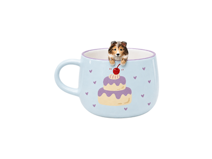 Tasse personnalisée L’heure du goûter avec figurine d’animal sculptée et peinte à la main