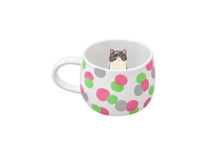 Tasse personnalisée Pois Confettis avec figurine d’animal modelée à l’intérieur