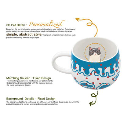 Détails modelés et peints à la main de la tasse personnalisée Pois en Fête