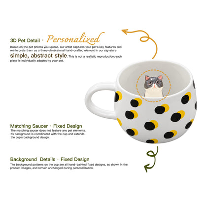Détails modelés et peints à la main de la tasse personnalisée Pois Soleil