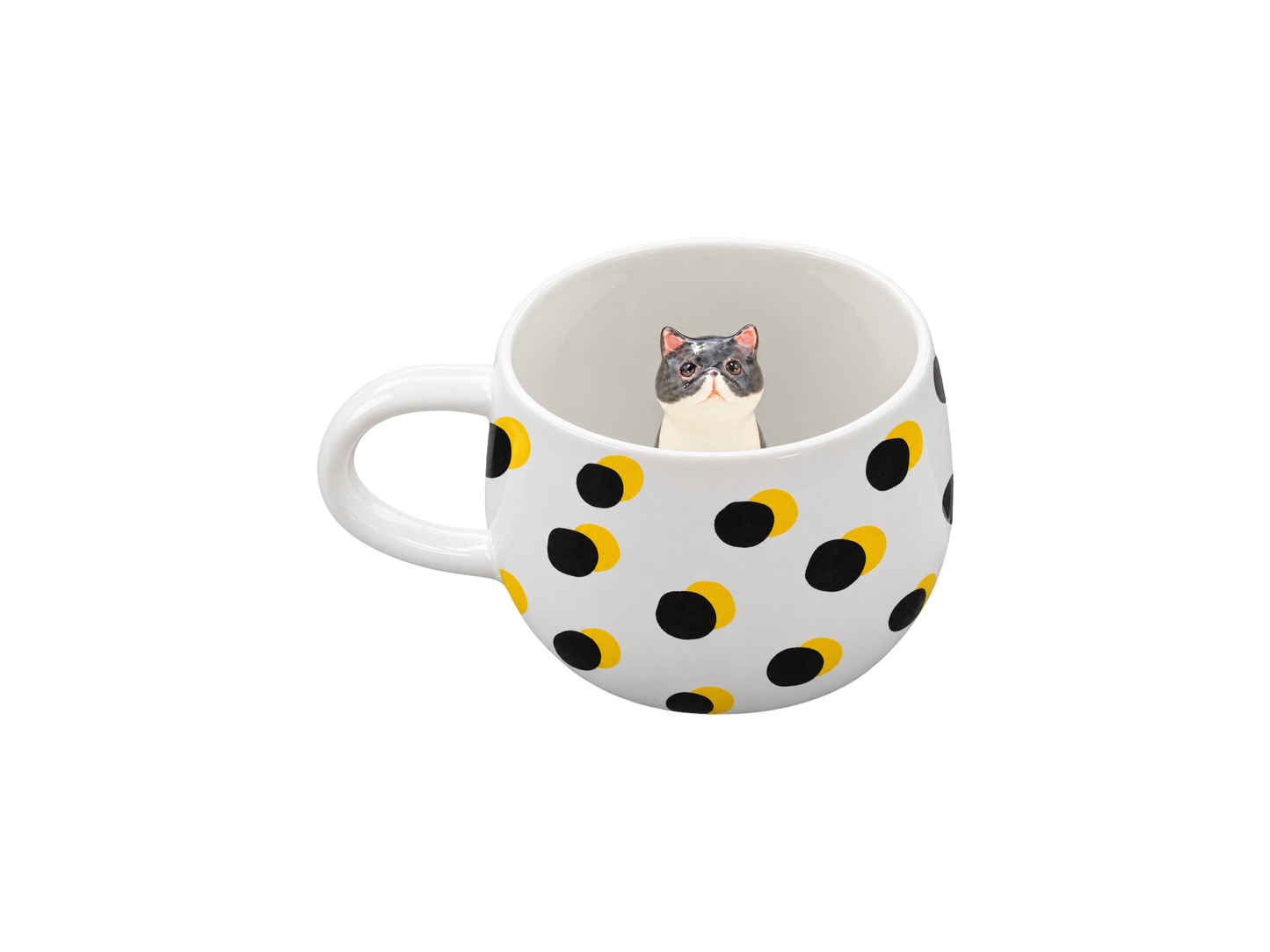Tasse personnalisée Pois Soleil avec figurine d’animal modelée à l’intérieur
