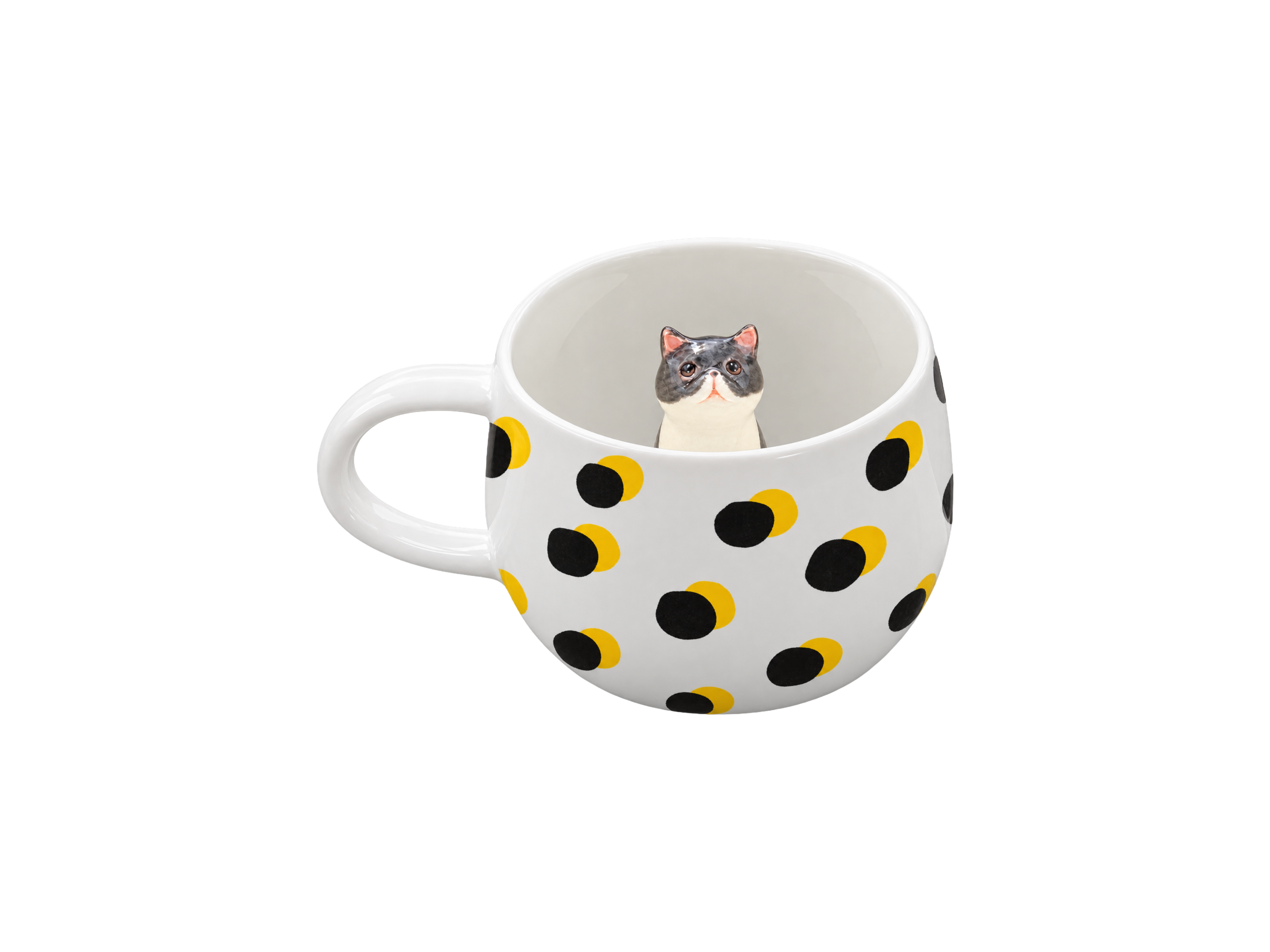 Tasse personnalisée Pois Soleil avec figurine d’animal modelée à l’intérieur