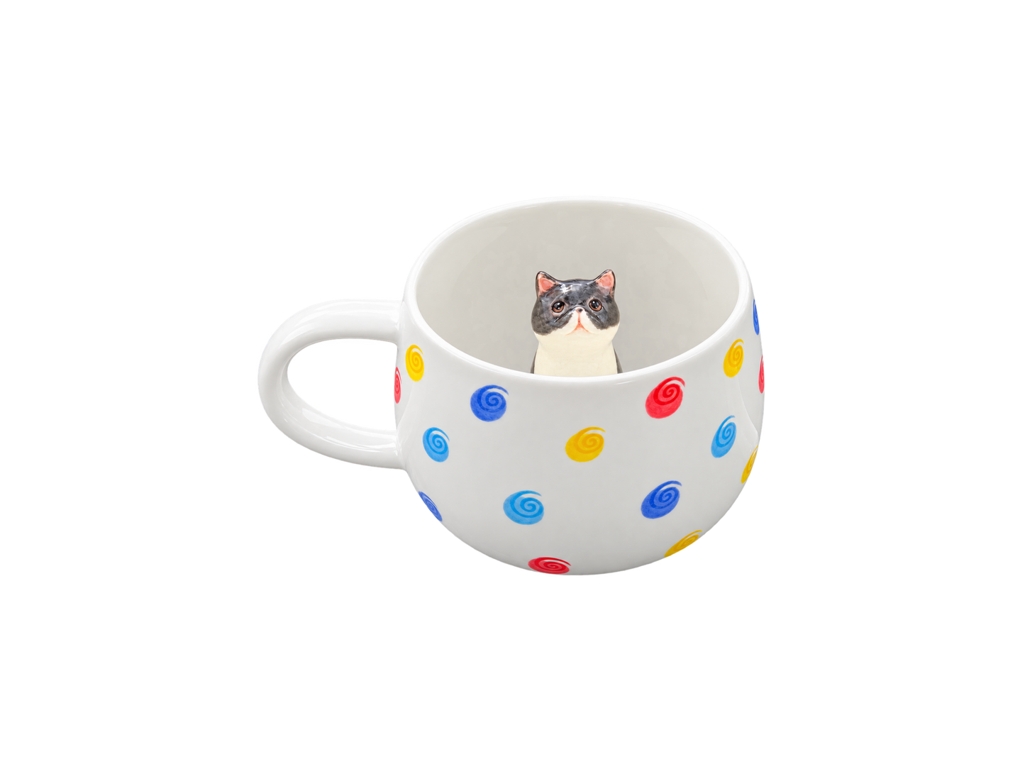 Tasse personnalisée Pois Tourbillon avec figurine d’animal modelée à l’intérieur
