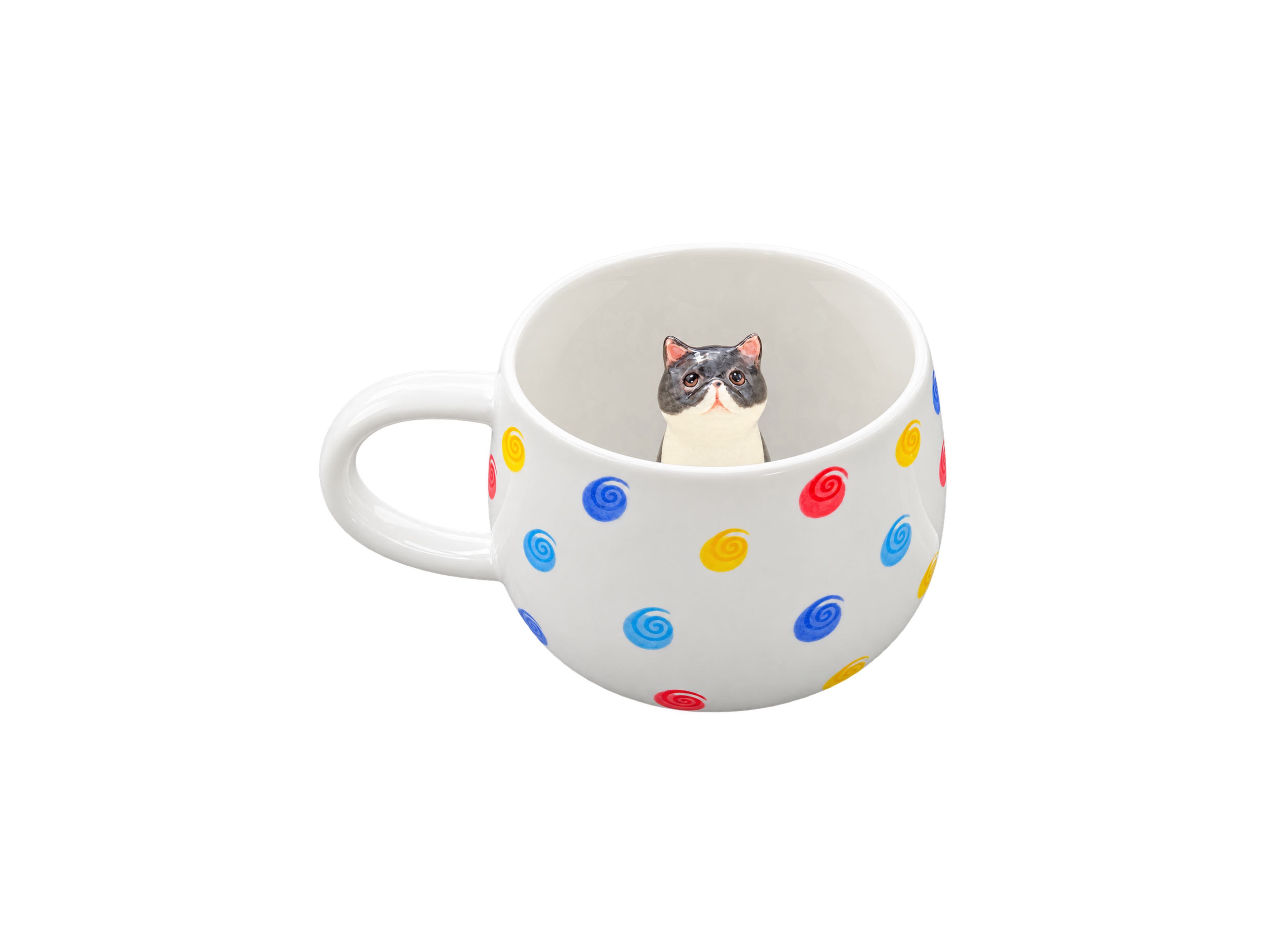 Tasse personnalisée Pois Tourbillon avec figurine d’animal modelée à l’intérieur