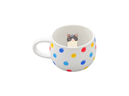 Tasse personnalisée Pois Tourbillon avec figurine d’animal modelée à l’intérieur