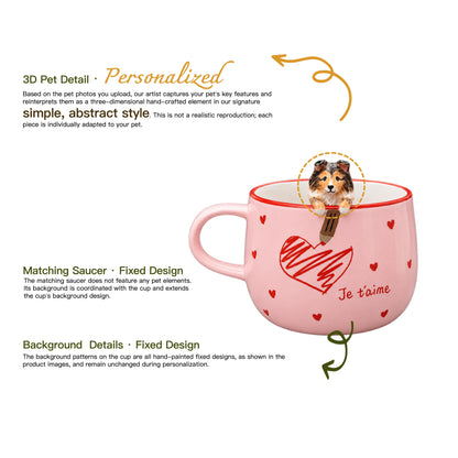 Détails modelés et peints à la main de la tasse personnalisée Un petit mot d’amour